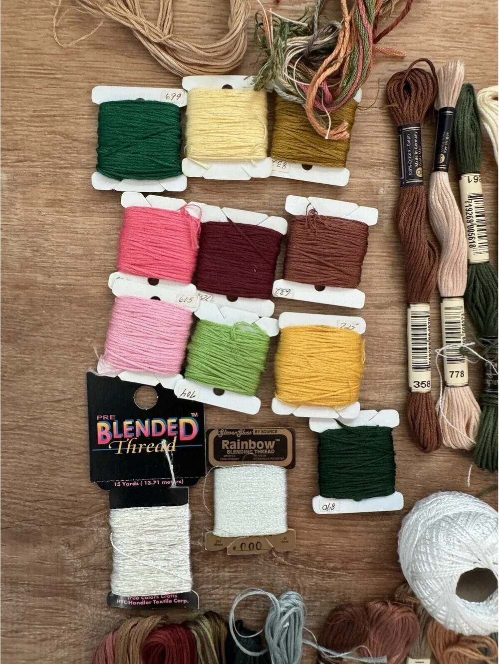 Lot 96 Cross Stitch Embroidery Floss Threads DMC Anchor Weeks Dye Works Shaker